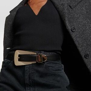 Khaite Lucca Statement Buckle Leather Belt